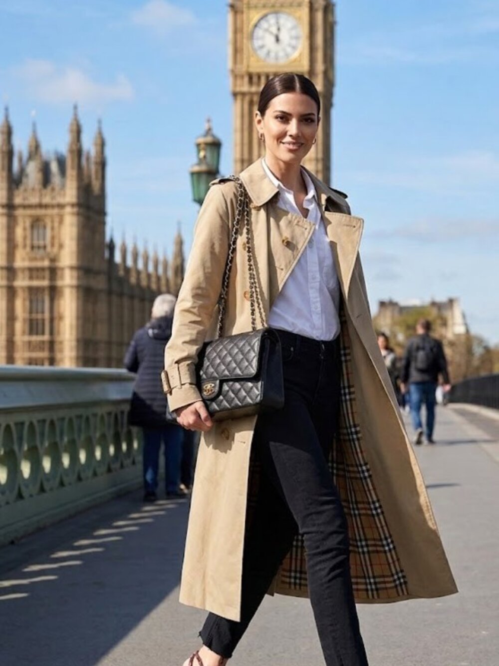 Burberry Check Heritage Trench Coat Honey Beige Size 6